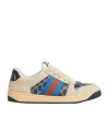 Gucci Screener Gg Leather-trimmed Denim Sneakers In Blue