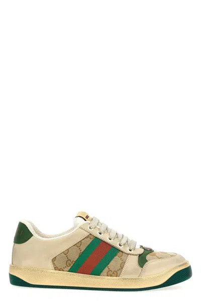 Gucci Screener Panelled Nubuck Trainers In Multicolor