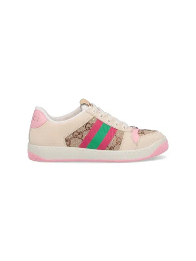 Gucci Women Screener' Sneakers With Crystals In White