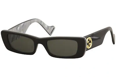 Pre-owned Gucci Women's Seasonal-icon Gg0516s 001 Black/gold Sunglasses 52mm In Gray