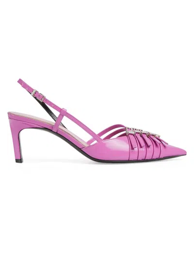 Gucci Women's Seraphine 75mm Leather Slingback Pumps In Purple