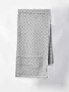 Gucci Rectangular Fine-knit Shawl Fringed Edges In Gray