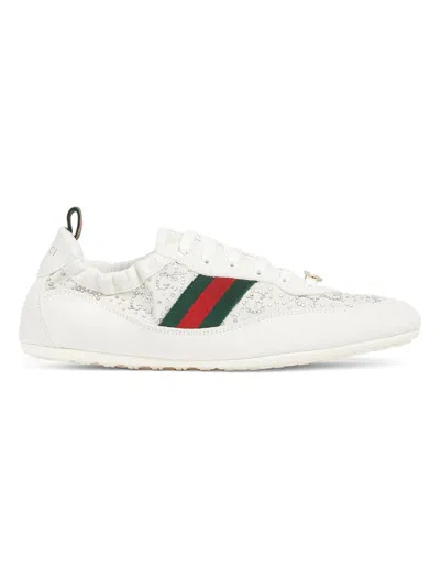 Gucci Shift Sneakers Embroidered Accents Low Top Sole In Neutral