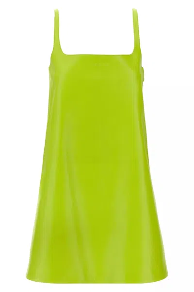 Gucci Women Shiny Leather Dress In Green