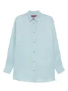 Gucci Womens Aqueous Monogram Relaxed-fit Silk Shirt In Blue