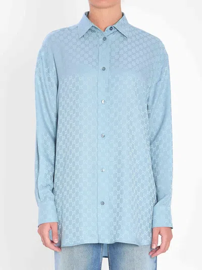 GUCCI GUCCI WOMEN SHIRTS LIGHT BLUE