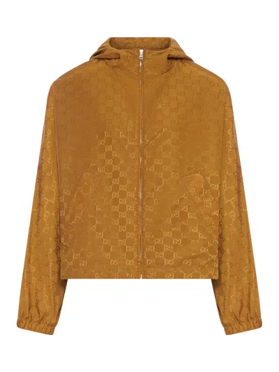 Gucci Women Short Jacket In Technical Jacquard Fabric With All-over Gg Pattern In Multi