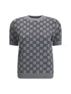 Gucci Women Gg Allover Reverible Short Sleeves Pull In Gray