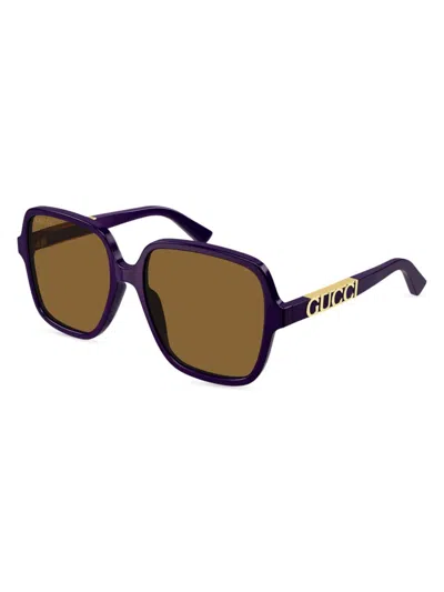 Gucci Women's Sign 58mm Square Acetate Sunglasses In Purple