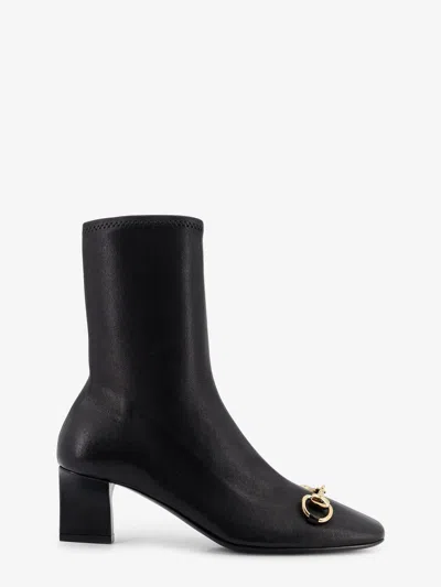 Gucci Women's Signora Leather Boots With Horsebit On The Front In Black