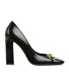 Gucci Signora Pumps Block Heel Gold Tone Hardware In Black