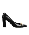 Gucci Signora Pumps Block Heel Gold Tone Hardware In Black