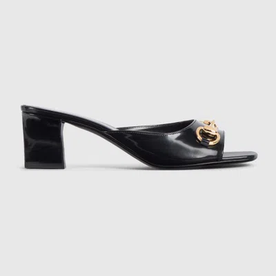Gucci 55mm Signora Leather Mules In Black