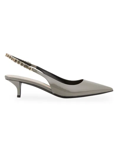 Gucci Women's Signoria 45mm Chain-embellished Slingback Pumps In Gray