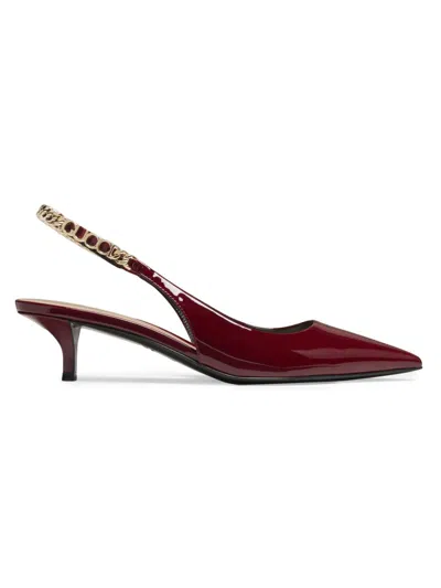 Gucci Women's Signoria 45mm Chain-embellished Slingback Pumps In Burgundy