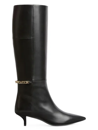 Gucci Women's Signoria 50mm Leather Tall Boots In Black