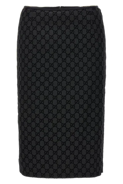 Gucci Women Silk Duchesse Skirt In Black