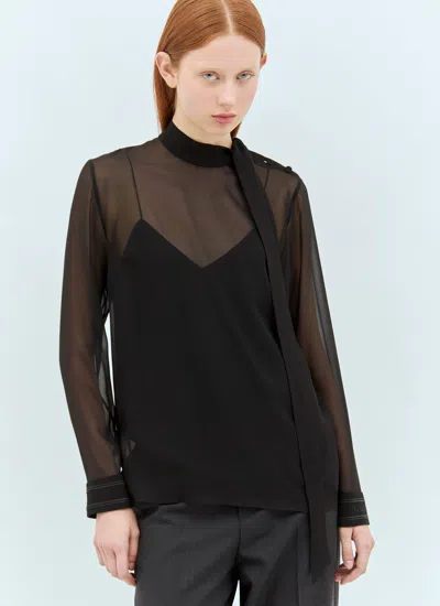 Gucci Women Silk Georgette Blouse In Black