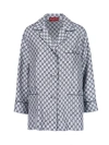 Gucci Womens Gg Supreme Oversized-fit Silk Shirt Blue White Mc In White
