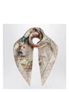 Gucci Silk Scarf With Flora Print Women In Beige