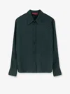 Gucci Women Silk Shirt With Diagonal Motif In Green