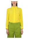 Gucci Silk Crepe Shirt With Pointed Collar In Yellow