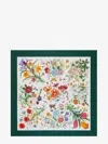 Gucci Vierecktuch Aus Seidentwill Mit Flora-print In Green
