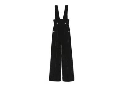Pre-owned Gucci Women's Silk Viscose Cuffed Jumpsuit In Black