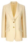 Gucci Single-breasted Jacquard Logo Blazer Blazer And Suits White In White