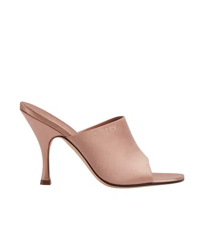 Gucci 95 Satin Mules In Pink