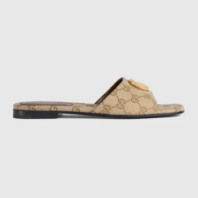 Gucci Women's Slide Sandal With Double G In Brown