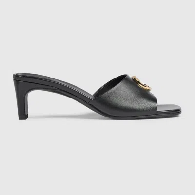 Gucci Women's Slide Sandal With Double G In Black