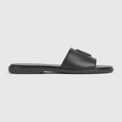 Gucci Women's Slide Sandal With Double G In Black