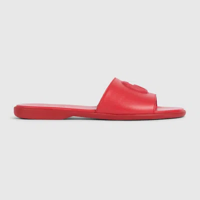 Gucci Women's Slide Sandal With Double G In Red