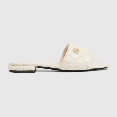 Gucci Women's Slide Sandal With Double G In White
