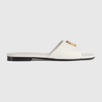 Gucci Women's Slide Sandal With Double G In White