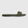 Gucci Gg Canvas Siaga Slide Sandals In Green