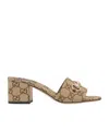 Gucci 55mm Siaga Gg Monogram Canvas Block-heel Sandals In Brown