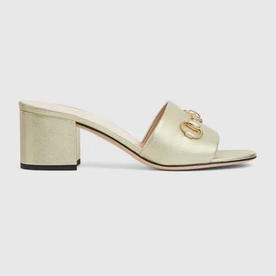 Gucci Women's Slide Sandal With Horsebit In Silver