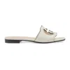 Gucci Logo-cut Out Leather Sandals In White