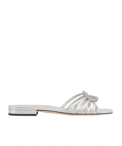 Gucci Women's Slide With Crystal Interlocking G In Neutral