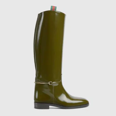 Gucci Women's Slim Horsebit Boot In Green