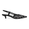 Gucci Gg Rhinestoned Mesh Slingback Pumps In Black