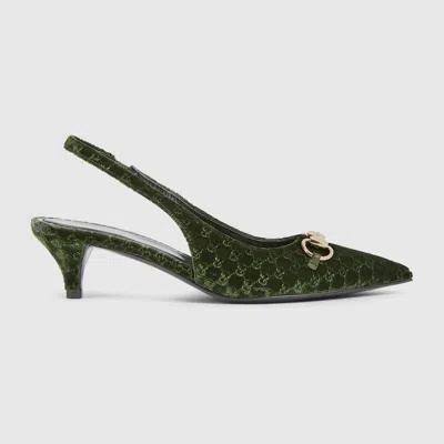 Gucci Women's Slingback Pump With Horsebit In Green