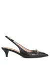 Gucci Horsebit Leather Slingback Pump In Black