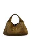 Gucci Women Softbit Maxi Suede Leather Shoulder Bag In Brown