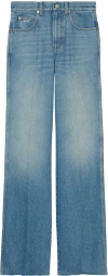 Gucci Horsebit-detail Wide-leg Jeans In Blue