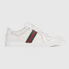 Gucci Leather Stretch Lace Up Sneakers Signature Stripe In Multi