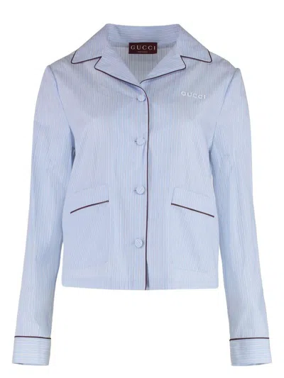 GUCCI WOMEN'S STRIPED COTTON SHIRT