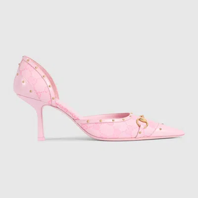 Gucci Women's Studded Pump With Horsebit In Animal Print